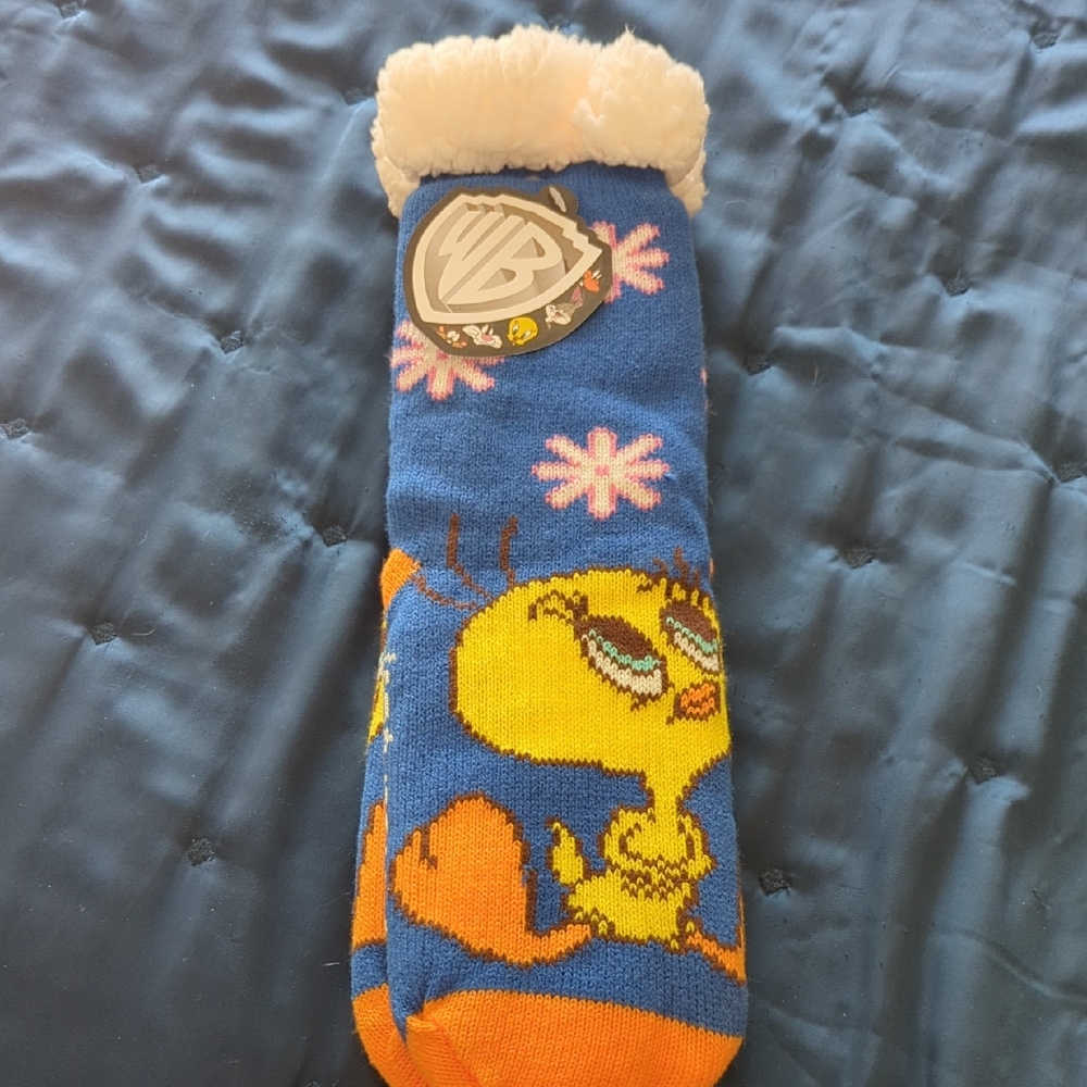 Warner Bros Blue and Orange Tweety Bird Socks